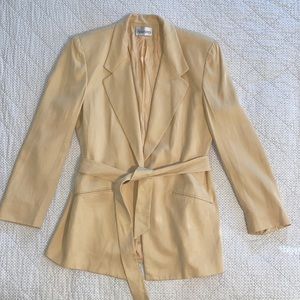 AUGUSTS 64% silk  belted blazer jacket size small